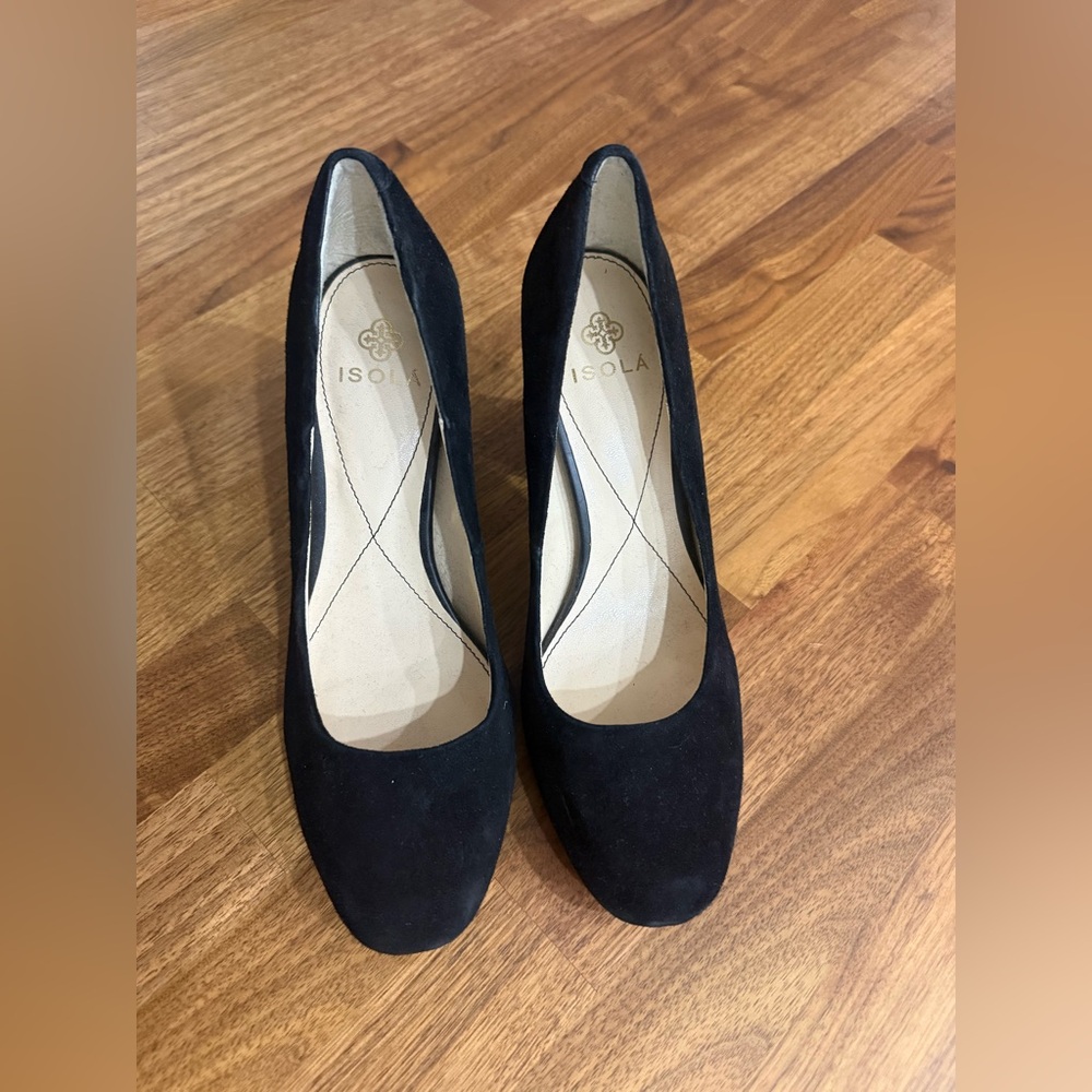 Isola Black Suede Pump with Rounded Toe - Size 8.5